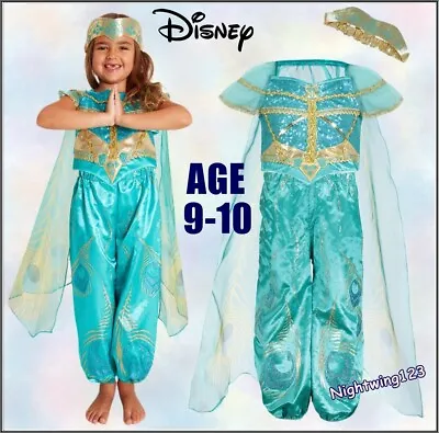 TU Disney Aladdin Princess Jasmine Green Costume Age 9 - 10 Fancy Dress Outfit • £19.99
