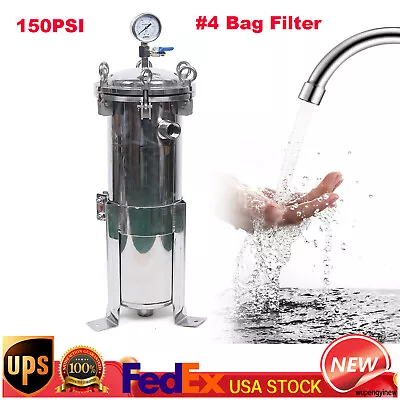 #4 Bag Filter Housing 304 Stainless Steel 150PSI Industrial Sock Filter 10t/h • $340.90