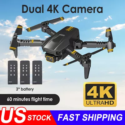 1xNew RC Drone With 4K HD Dual Camera WiFi FPV Foldable Quadcopter W/ 3 Battery • $25.91