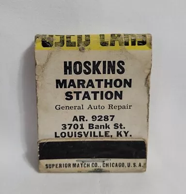 Vintage Hoskins Marathon Station Girlie Matchbook Louisville KY Advertising Full • $14.99