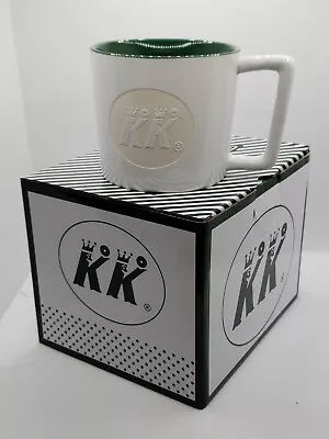 Krispy Kreme Marching KK White 13 Oz Ceramic Coffee Mug Green Inside *New In Box • $12.96