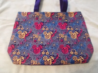 Disney Tote Bag Purple Tapestry Pattern Mickey Mouse Head Red & Gold New W/o Tag • $35