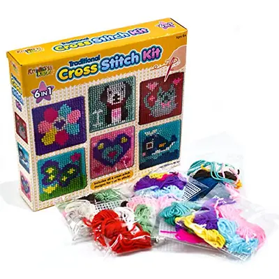 £9.49 • Buy Kids 6 In 1 Traditional Cross Stitch Kit 6 Childrens Designs Tapestry Sewing Set