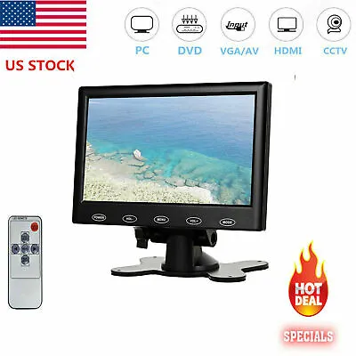 7  LCD CCTV PC Monitor Screen W/Speaker AV/VGA/HDMI 1080P For DSLR Raspberry PI • $47.51