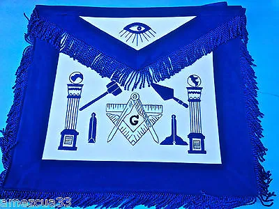 Master Mason Working Tools Apron White And Blue  Threads Synthetic Heavy Leather • $139.99