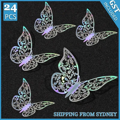 $5.46 • Buy 24X 3D DIY Wall Decal Butterfly Stickers Home Room Art Decor Decorations Wedding