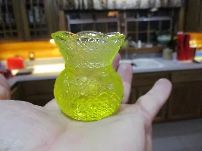 Vaseline Glass -Small Vase  3 3/8  Tall Unmarked • $31
