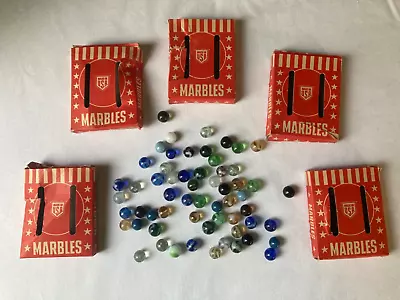 59 Vintage Marbles 5 Original Boxes Stars & Stripes 1950's Made In USA • $29