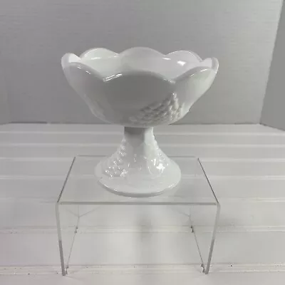 Indiana Colony Milk Glass White Harvest Grape Footed Tapered Candle Holder • $6.99