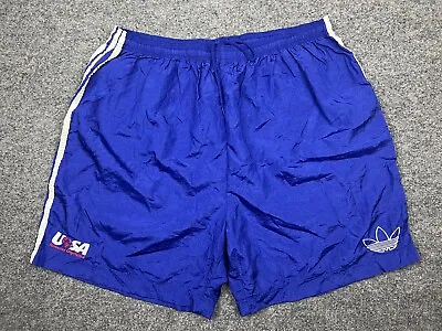 Vintage Adidas Gym Shorts USA Special Olympics Trefoil Logo Blue Men’s 3XL • $29.99