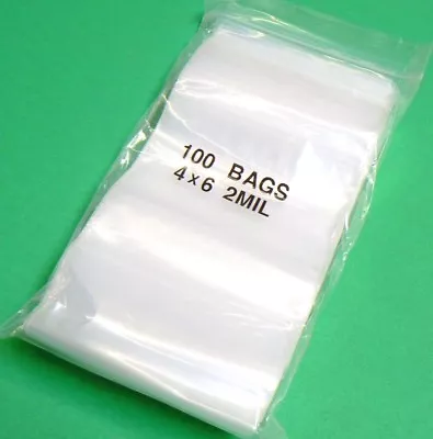 4x6 Bags Clear 2mil 100 Reclosable Poly Bag 4  X 6  2 Mil Baggies Squeeze Top • $7.59