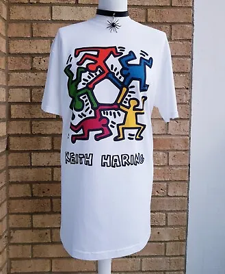 Pop Art Graffiti T-Shirt Keith Haring Unisex White • £19.95