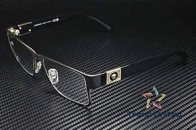 VERSACE VE1274 1436 Rectangle Matte Blak/Gold Demo Lens 55 Mm Men's Eyeglasses • $235.92