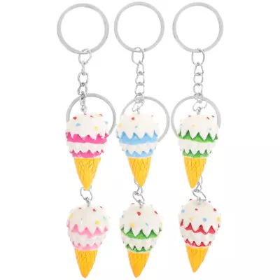 6PCS Cute Ice Cream Key Rings Cartoon Keychain Resin Plush Pendant Gift • $9.78
