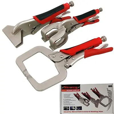 Neilsen 3pc Welding Locking C Clamp Tool Set Mole Grip Pliers Sheet Metal Grips • £20.49
