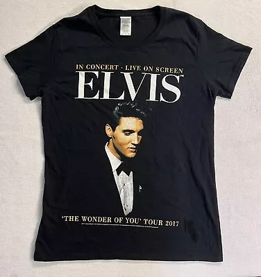 Elvis Presley The King The Wonder Of You Tour 2017 Black T Shirt Womens Size M • $29