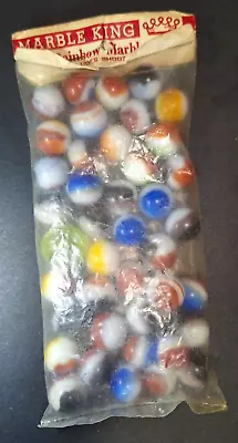 Original Marble King Agate Patch Marbles Bag 50 Unopened W/1 UV Reactive Shooter • $39.95