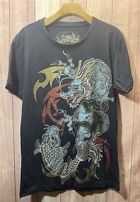 WORK Dragon Koi Fish T-Shirt Men Carp Japan Japanese Tattoo Yakuza Casual Medium • $16.99