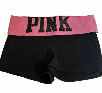 Pink By Victoria Secret Pink And Black Shorts S With Black Sequins • $15
