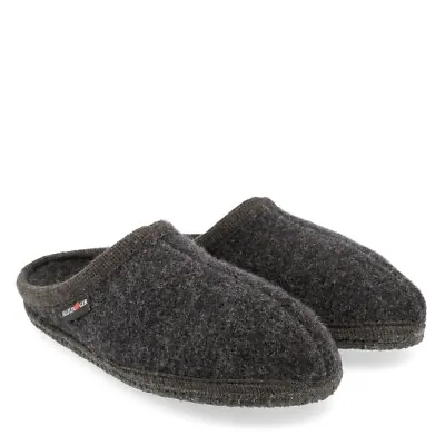 Haflinger Alaska Men's Slippers In Graphite Gray Felt • £65.90