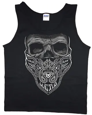 Men's Tank Top Gangster Bandana Skull Design Sleeveless Tee Muscle Shirt • $14.95