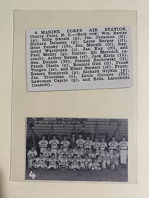 Marine Corps Air Station Cherry Point North Carolina 1952 Baseball Team Picture • $16