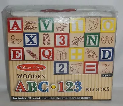 Melissa & Doug Wood Wooden ABC/123 Blocks Set With Storage Bag • $11.99