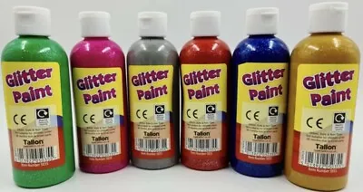 6 X 200ml Children’s Craft Poster Glitter Paint Ready Mixed Art • £10.99