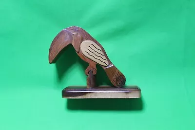 Hand Carved Wooden Toucan Bird Secret Compartment Trinket Box • $12.75