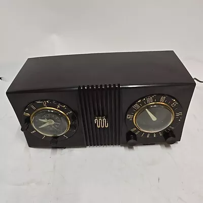 1950 Motorola Model 53C3 5 Tube Vintage AM Clock Radio Works Brown Plastic Good • $127.90