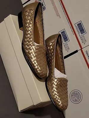 Naturalizer Champagne Gold Woven Slipper Low Heel Flat Vintage New 7  • $42