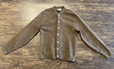 VTG McGregor Mooragha Wool Mohair Cobain Tan Cardigan Sweater Tagged Medium 50s • $124.99
