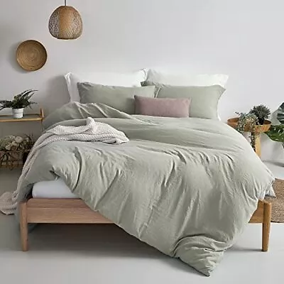  Queen Duvet Cover - 100% Washed Microfiber Super Soft Queen(90 X90 ) Mist Sage • $55.15