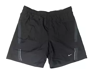 NEW NIKE RUNNING Shorts Mens L 7 Ins 18L Black Poly Brief Lined 2 Pokts Drawstrg • $17.60