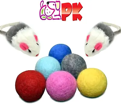 Rabbit Fur White And Gray Rattle Mouse Cat Toy Wool Felted Ball Catnip Scent • $9.99