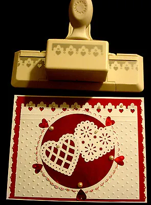  RARE Martha Stewart Ornate TREFOIL Border PUNCH W Tiny Hearts Love Valentine's  • $37