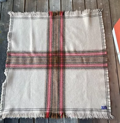 Vintage Pendleton Throw Picnic Blanket Virgin Wool Plaid  45” X 45” USA MADE • $59