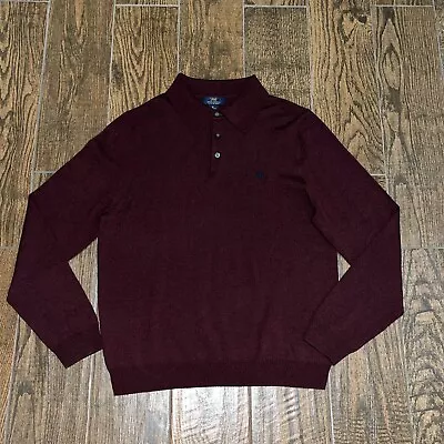 Mens Brooks Brothers Extra Fine Italian Merino Wool Burgundy Collared Sweater M • $16.95