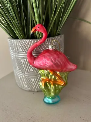 £10.99 • Buy Gisela Graham Christmas Glass Pink Flamingo Bauble Decoration