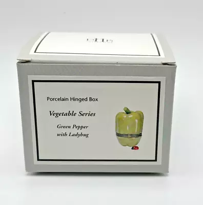 PHB Porcelain Hinged Box Green Pepper With Ladybug Trinket Midwest 34558 ~ New • $24.90