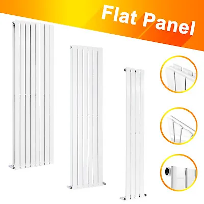 White Vertical Flat Panel Column Designer Tall Upright Central Heating Radiator • £73.95