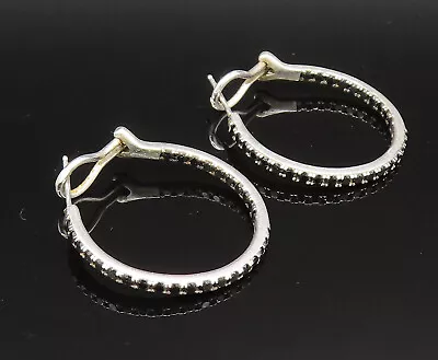 925 Sterling Silver - Vintage Multi Stone Sapphire Hoop Earrings - EG11885 • $41.55