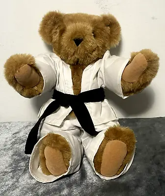 Vermont Teddy Bear Company 16  Jointed Plush Stuffed Karate Black Belt Outfit • $9.89
