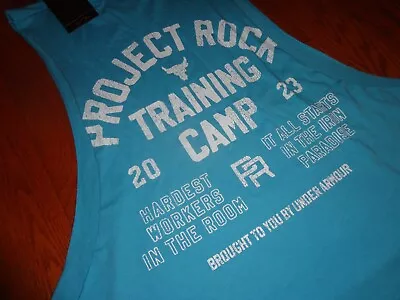 NWT Mens Under Armour Project Rock Training Camp 23 Sleeveless Hoodie L XL Blue • $47.99