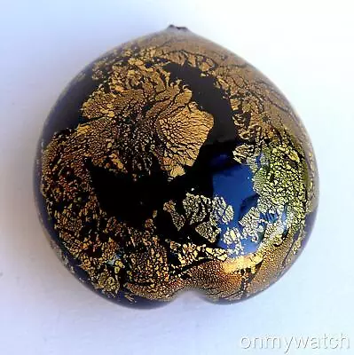 SUPERB Heart MiCHAEL HARRIS Paperweight 24k Gold BLACK Mdina Isle Of Wight Glass • $75