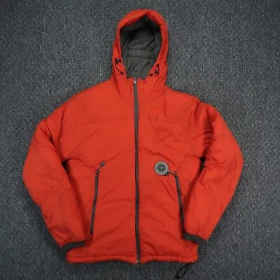 LL Bean Jacket Mens Small Red Primaloft Insulated Full Zip Pockets Storm Hooded • $41.22