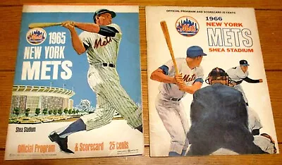 1965 NY Mets Vs. Giants And 1966 NY Mets Vs. Phillie Official Programs Un-Scored • $30