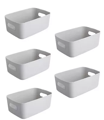 5 Plastic Storage Basket Box Handy Home Kitchen Office School Organizer • £12.99