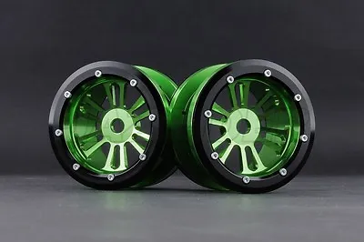 Jazrider Aluminum 2.2  Dual 6-Spokes Wheel (2pcsGreen)For 1/10 RC Crawler Truck • £20.14