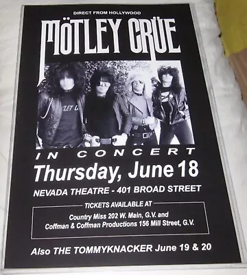 Motley Crue 1981 Nevada Theatre Replica  Music Concert Poster • $14.99